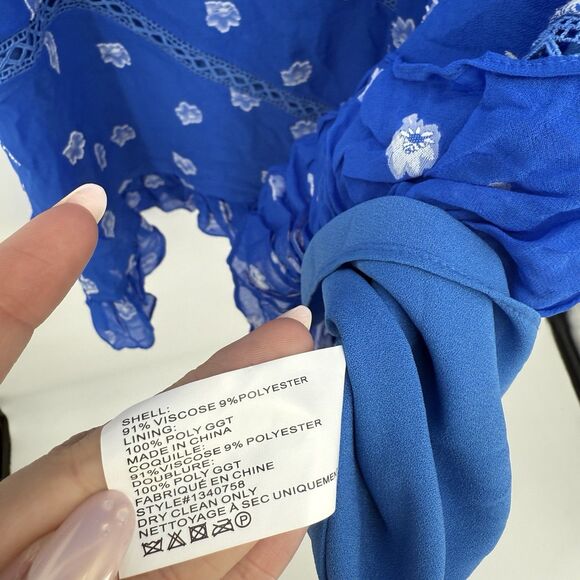 Shoshanna Blue Marlene Floral Button Front Mini Dress Size 8 Formal - Picture 8 of 11